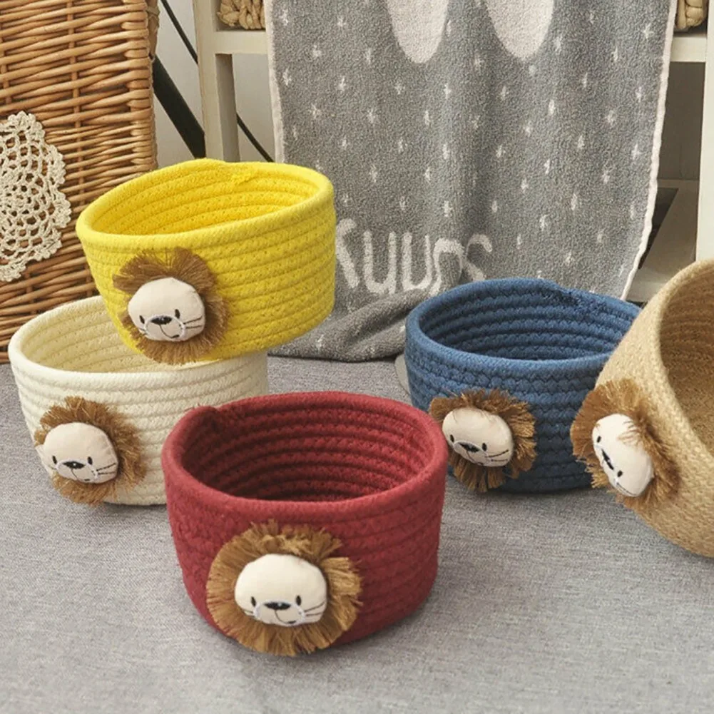 

Cartoon Animal Storage Basket Hand Woven Storage Box Kids Toys Desktop Organizer Sundries Storage Box Laundry Baskets