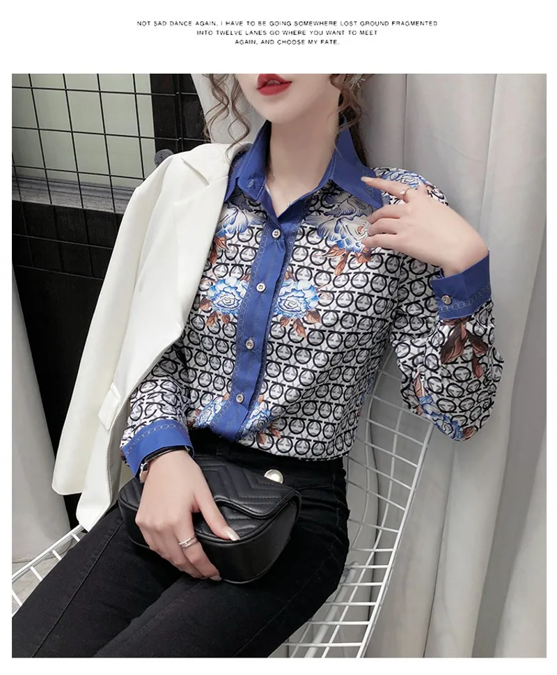 

2020 summer Fashion OL Style Office Ladies Print Blouses Long Sleeve Blouse Women Shirt Top