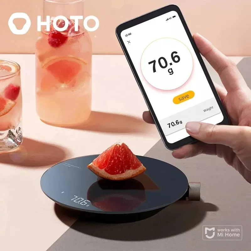 Xiomi HOTO-b&aacute;scula de cocina inteligente, balanza electr&oacute;nica con Bluetooth y aplicaci&oacute;n, herramienta de medici&oacute;n de pesaje de alimentos, pantalla Digital LED-0