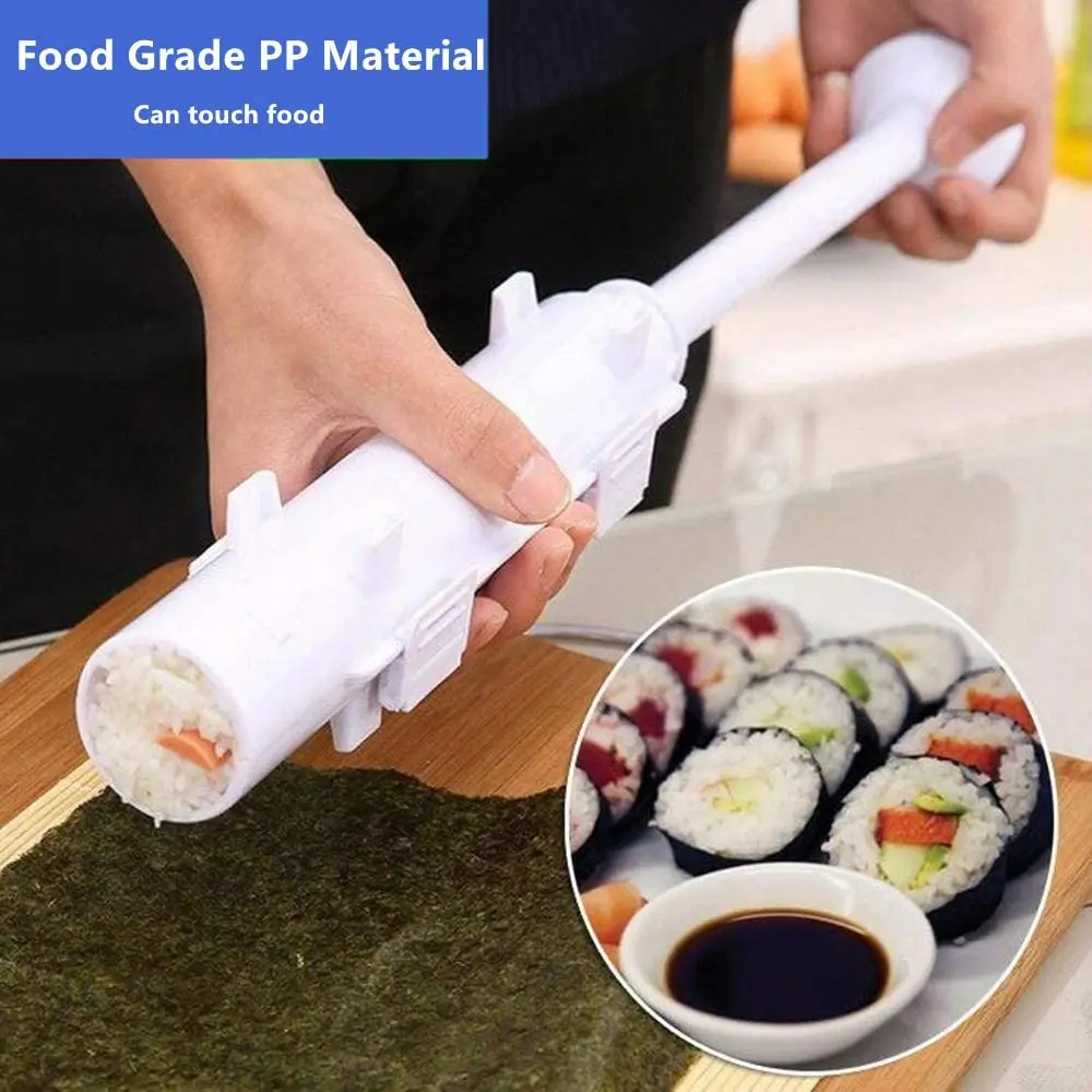 

Quick Diy Sushi Maker Set Machine Rice Mold Bazooka Roller Kit Vegetable Meat Rolling Tool DIY Kitchen Tools Gadgets Accessories