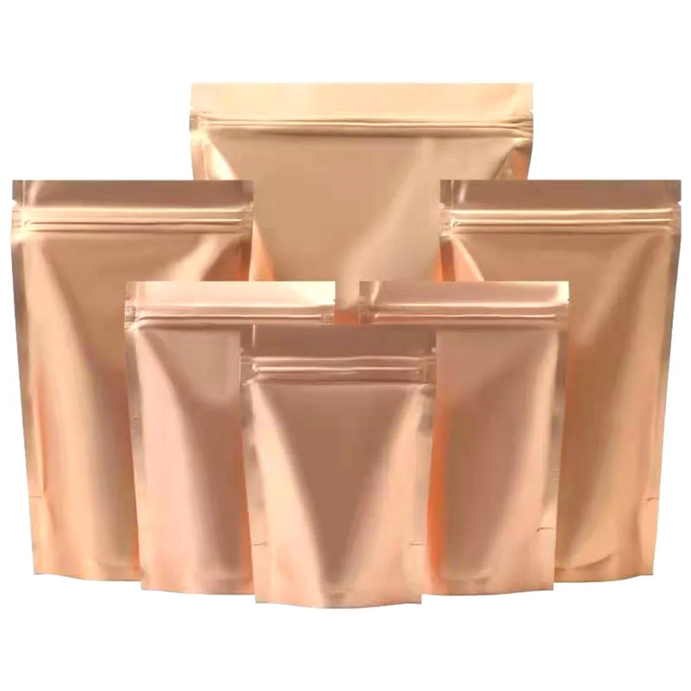 

100Pcs Matte Gold Stand Up Mylar Foil Bag Zip Lock Self Seal Tear Notch Doypack Food Coffee Tea Candy Storage Packaging Pouches