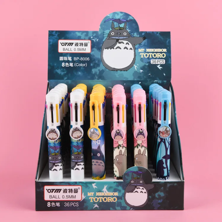 

36 pcs/lot Kawaii Totoro 8 Colors Ballpoint Pen Cute Press ball pens School Office writing Supplies Stationery Gift