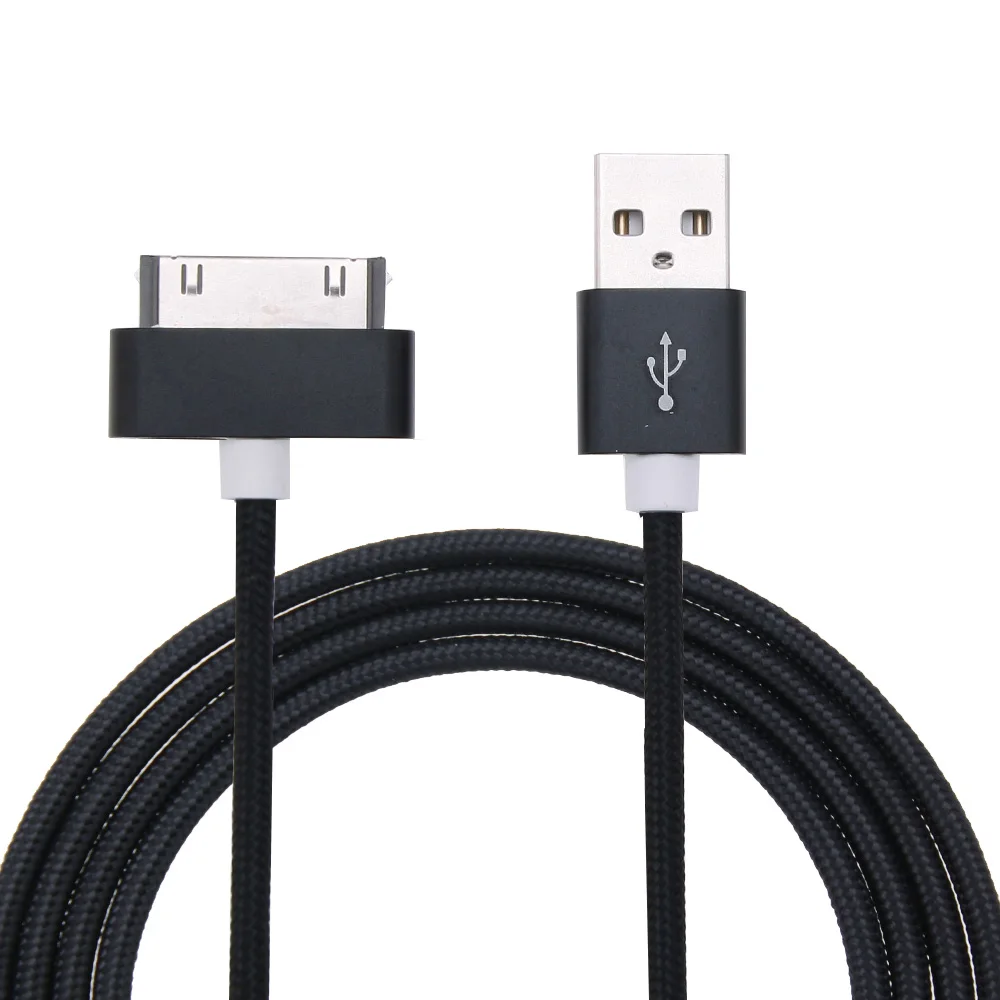 Нейлоновый USB кабель для IPhone 4S 4, металлический штекер, нейлоновый плетеный провод, кабель для зарядного устройства, 2,1 A, шнур для быстрой зарядки и синхронизации данных для IPad 1, 2, 3