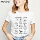 Забавные Графические футболки с камерой с сутрой, женские фотографы, белые повседневные летние топы, Женская Винтажная Футболка