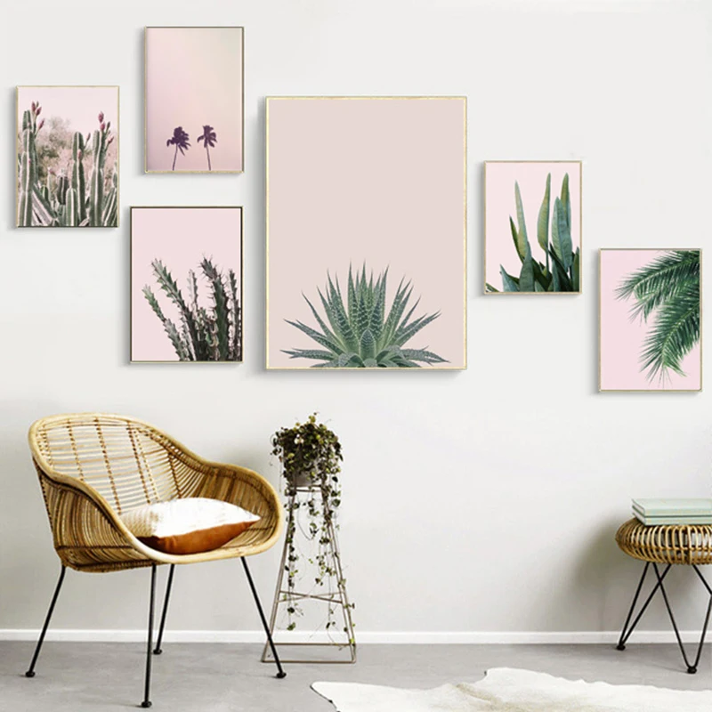 Цветок кактус флешины растения холст постер искусство на стену в скандинавском