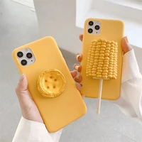 funny cute 3d delicious food egg tart corn bbq zea mays phone case for iphone 11 12 pro x xs max xr 7 8 plus soft silicon cover