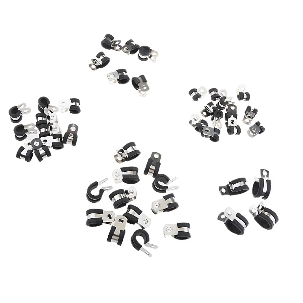 

44Pcs Stainless Steel Rubber Cushion Cable Pipe Clamps with Storage Case