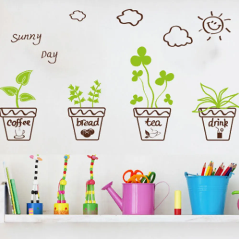 Сад бонсай цветок наклейки на стену домашний декор для гостиной комнаты и кухни