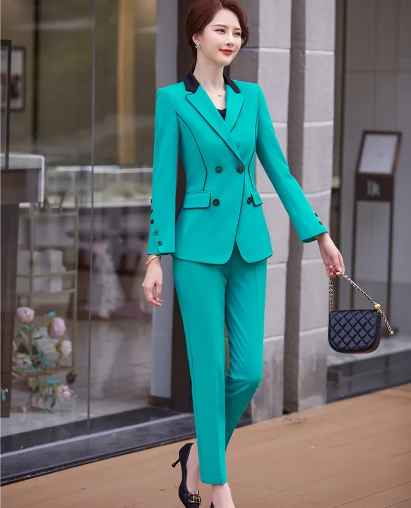 

High End Fashion Professional Suits Women Temperament OL Formal Autumn New Blazer And Pants Office Ladies Work Wear