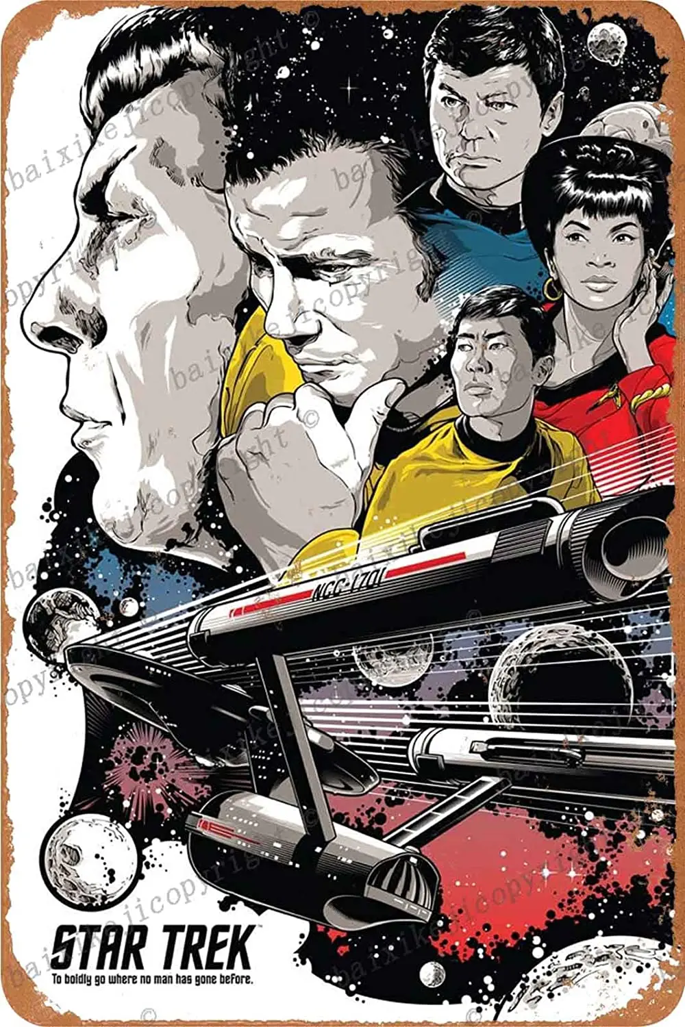 

Star Trek to Boldly Go 50th Anniversary Tin Sign Vintage Metal Sign Poster Home Wall Decor Cafe Bar Pub Club gift