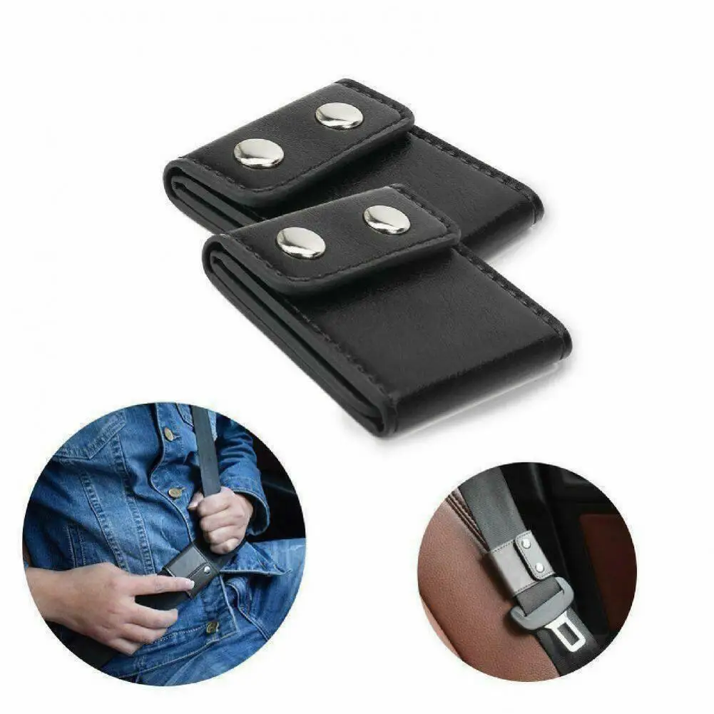 

1 Pair Seat Belt Adjuster Premium Easy to Use Faux Leather Universal Vehicle Seat Belt Cover Clip for Car