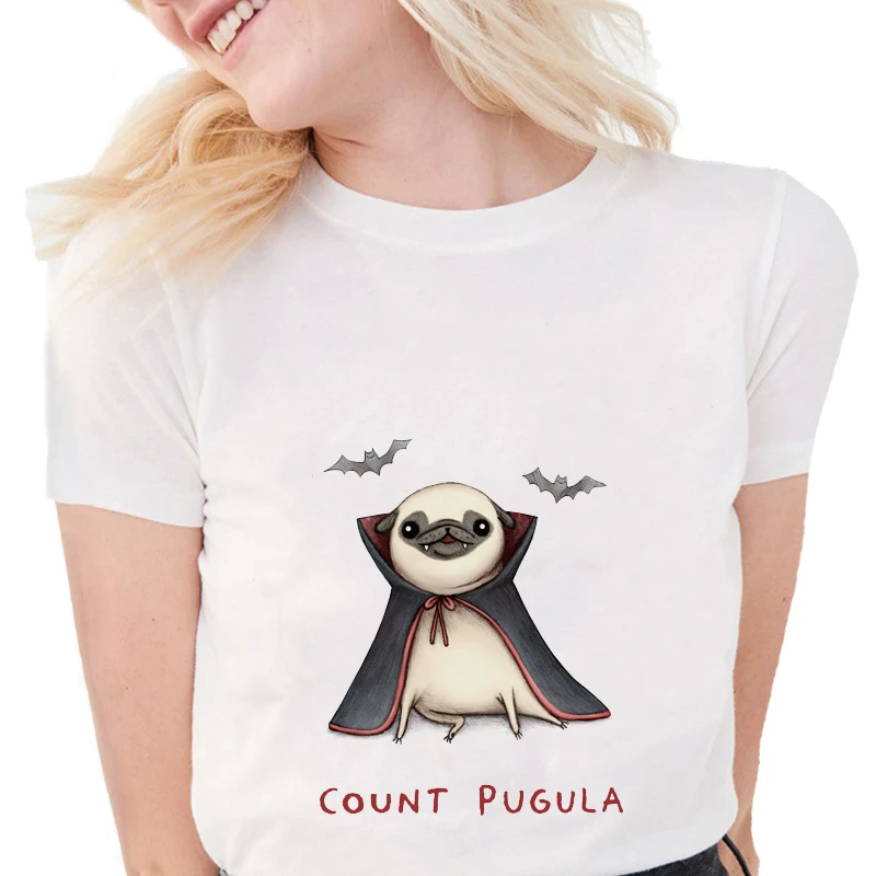 Новинка летние забавные женские футболки с надписью Вампир тонкие белые топы