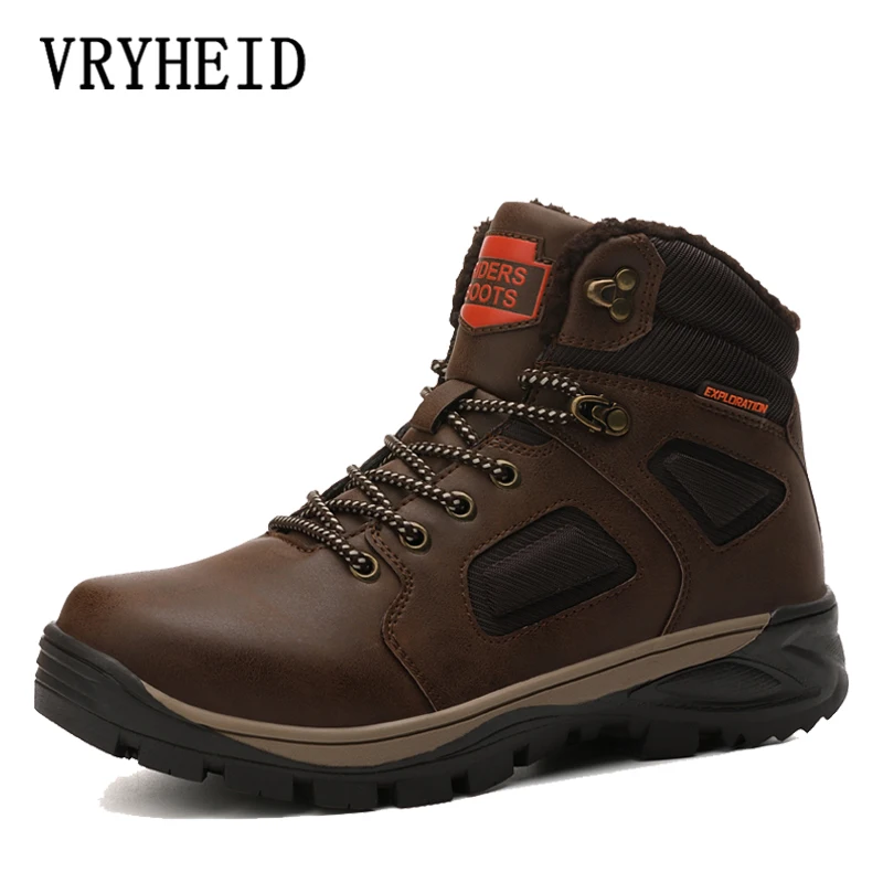 

VRYHEID Brand Men Winter Snow Boots Warm Super Men High Quality Waterproof Leather Sneakers Outdoor Male Hiking Boots Work Shoes