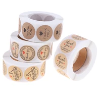 500 labelsroll fashion new round natural kraft thank you sticker seal labes sticker packaging stickers