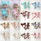 Шапка Медвежонок + игрушка медвежонок, для новорожденных, теплые шапки, реквизит для фотосъемки, вязаное крючком для детей