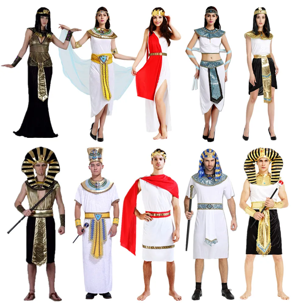 New Ancient Egyptian Pharaoh Queen Costume Cosplay Carnival Cleopatra Graduation Dresses Adult Man Women Clothes Halloween