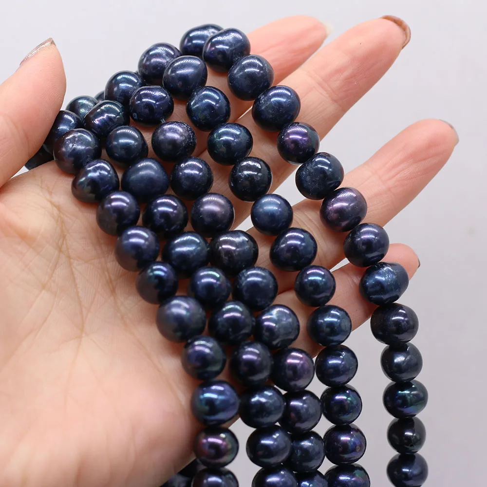 

Wholesale2PCS Natural Freshwater Pearl Black Round Beads10-11MM For Women Jewelry Making DIY Necklace Bracelet Accessories 36CM
