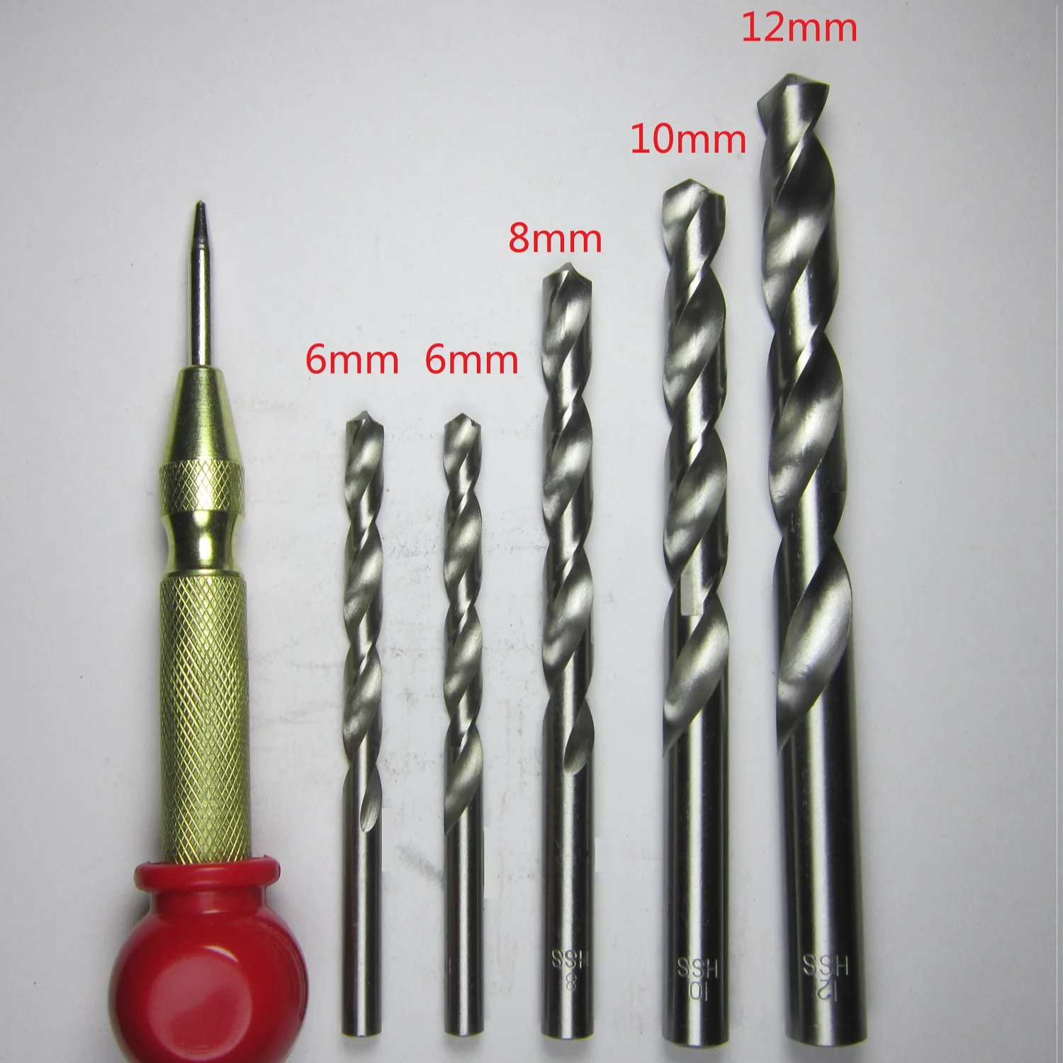 

5PCS for woodworking soft aluminum Twist Drill bits 6mm 8mm 10mm 12mm HSS wooden PVC Plastic hole processing with Auto punch
