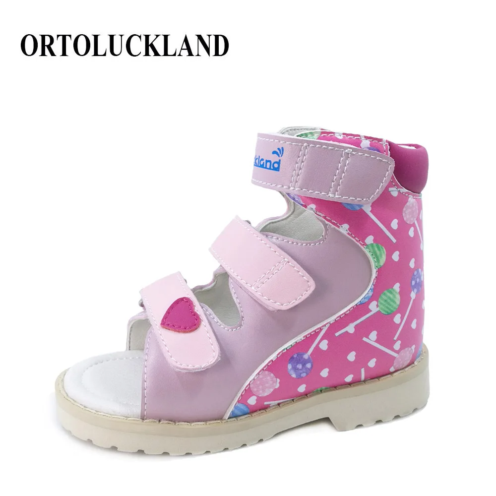 Ortoluckland/детская обувь; ортопедическая обувь для детей; танцевальные розовые летние сандалии с открытым носком для детей; коллекция года; обувь в Корейском стиле