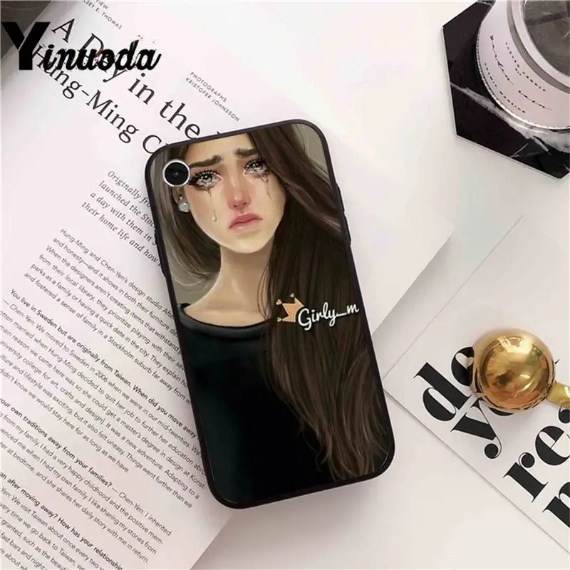 

Yinuoda Pink Crying girl Face Phone Case cover For iPhone X 8 7 6 6S Plus XS MAX 5 5S SE XR 11 12 Pro Promax coque