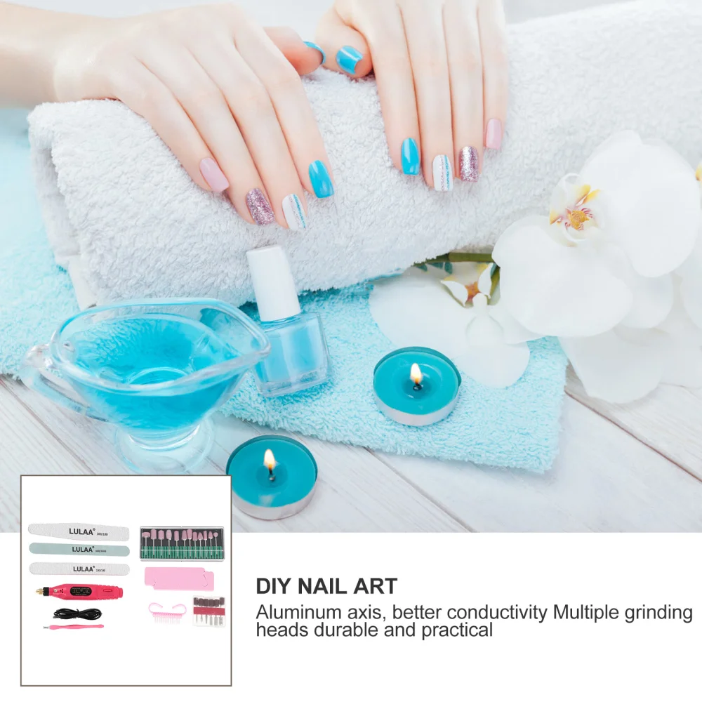 

1 Set Nail Art Drill Kit Electric Nail Grinder Professional Nail Filer Tools