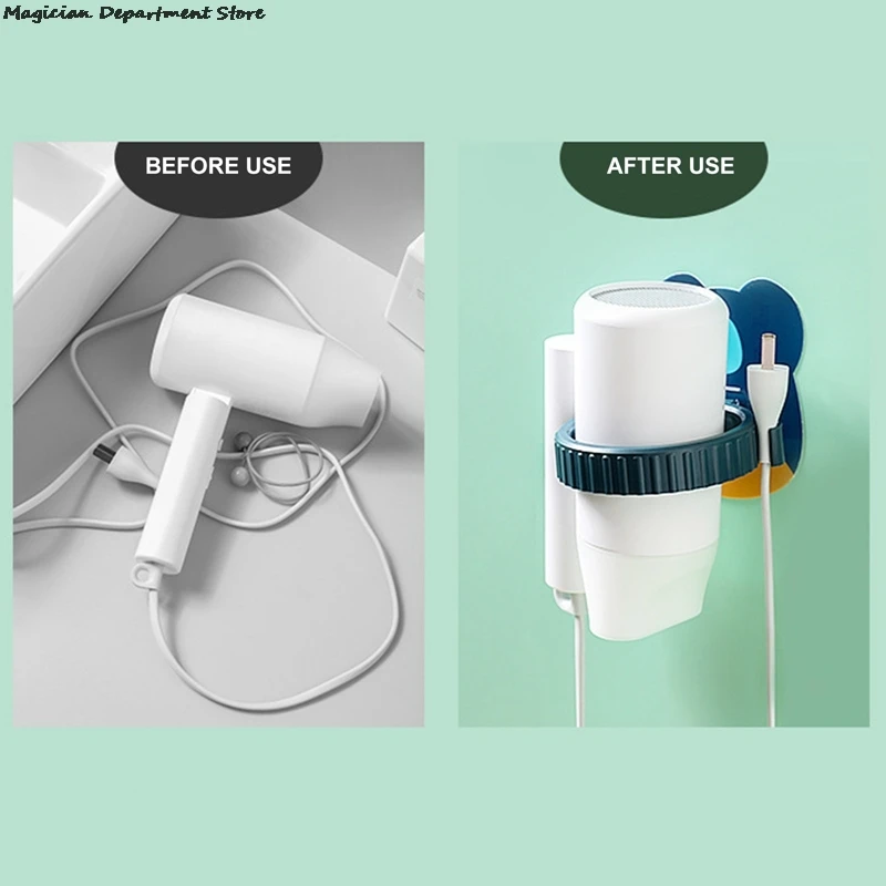 

Wall-Mounted Hair Dryer Holder Steady Hair Dryer Holder Organizer Wall Hanging Holder Rack ABS Bathroom Organizer Water Proof