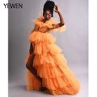 Тюлевое вечернее платье с оборками длинное оранжевое платье для выпускного вечера платье для фотосъемки вечерние платья для женщин YEWEN 2021