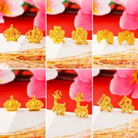 trendy 24k gold stud earrings for women flower clover love crown korean earrings deer bowknot earings jewelry gift wholesale