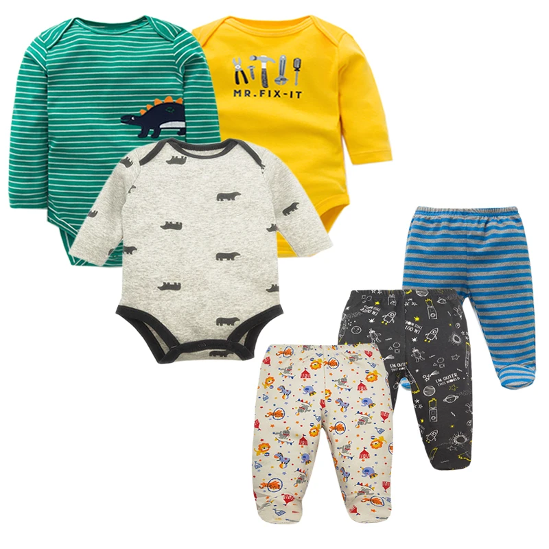 Style 19 6 шт./лот; комплекты модной одежды для малышей; хлопковые комбинезоны с длинными рукавами для новорожденных и малышей+ штанишки для малышей; одежда для маленьких мальчиков и девочек - Цвет: Style 19