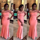 Коралловое платье подружки невесты, Южноафриканское кружевное платье с длинным рукавом, черное платье подружки невесты для свадебной вечеринки