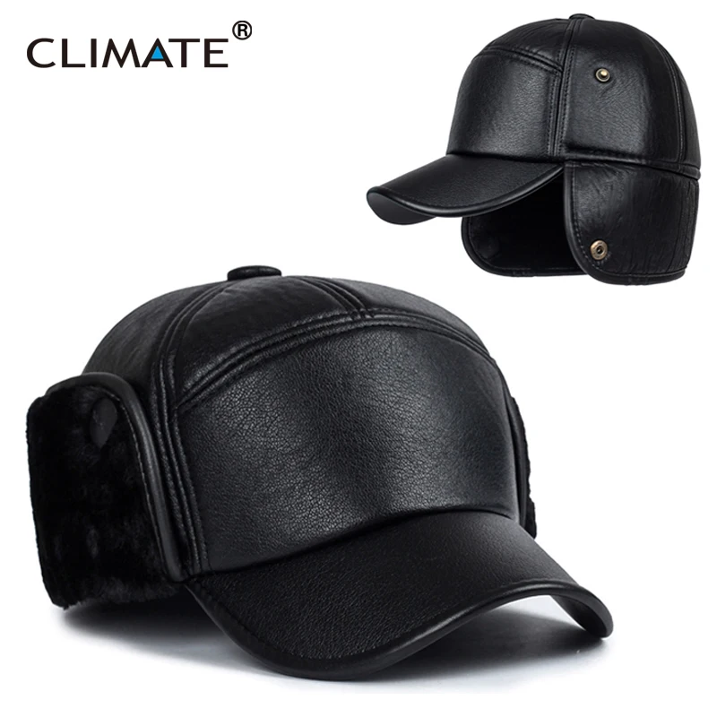 

CLIMATE Men Winter Hat Keep Warm Ear Bomber Hat Cap Outdoor Warm Windproof Baseball Cap Ear Cover Dad Father Grandpa Gift Man