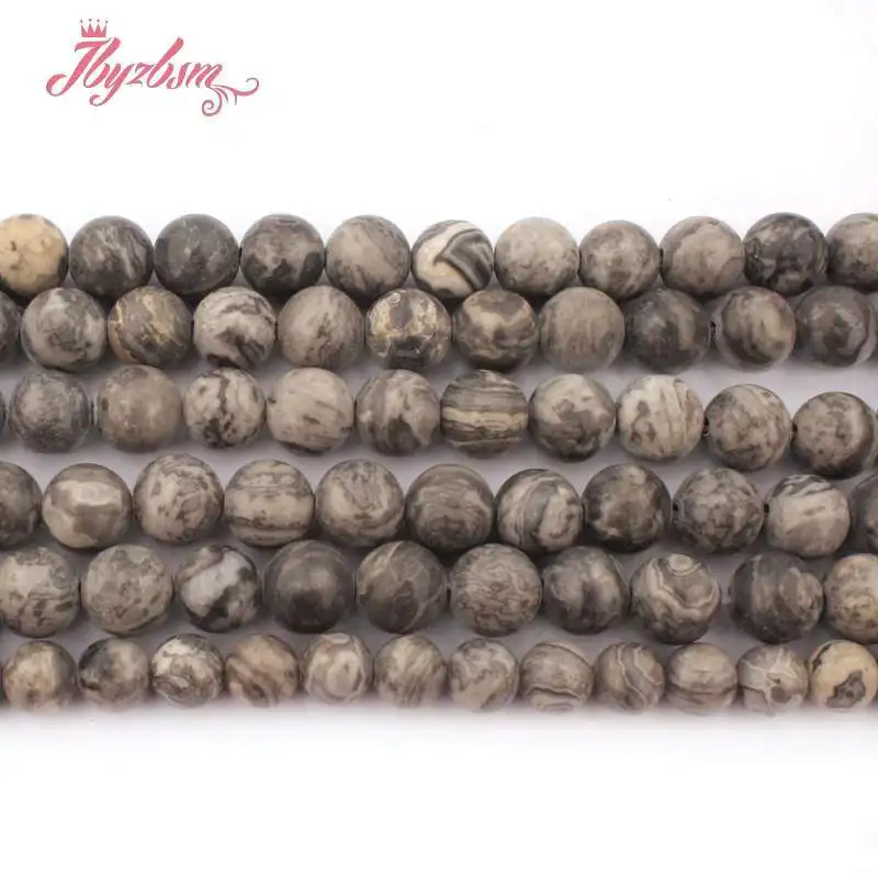 

Natural Map Stone Genuine 6/8mm Round Loose Spacer Stone Beads For DIY Necklace Bracelats Jewelry Making Strand 15"