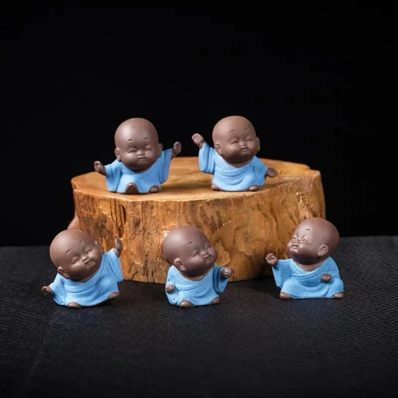 

NEYLEND Mini Tea Pet Ceramics Small Kung Fu Pocket Cute Little Monk Ornaments Creative Mini Buddha Statue Home Decor Handicrafts