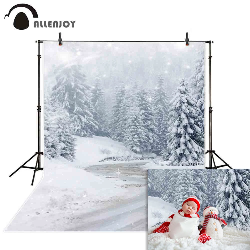 Allenjoy Рождественский фон для фотосъемки снежные деревья хлопья Зимняя Страна