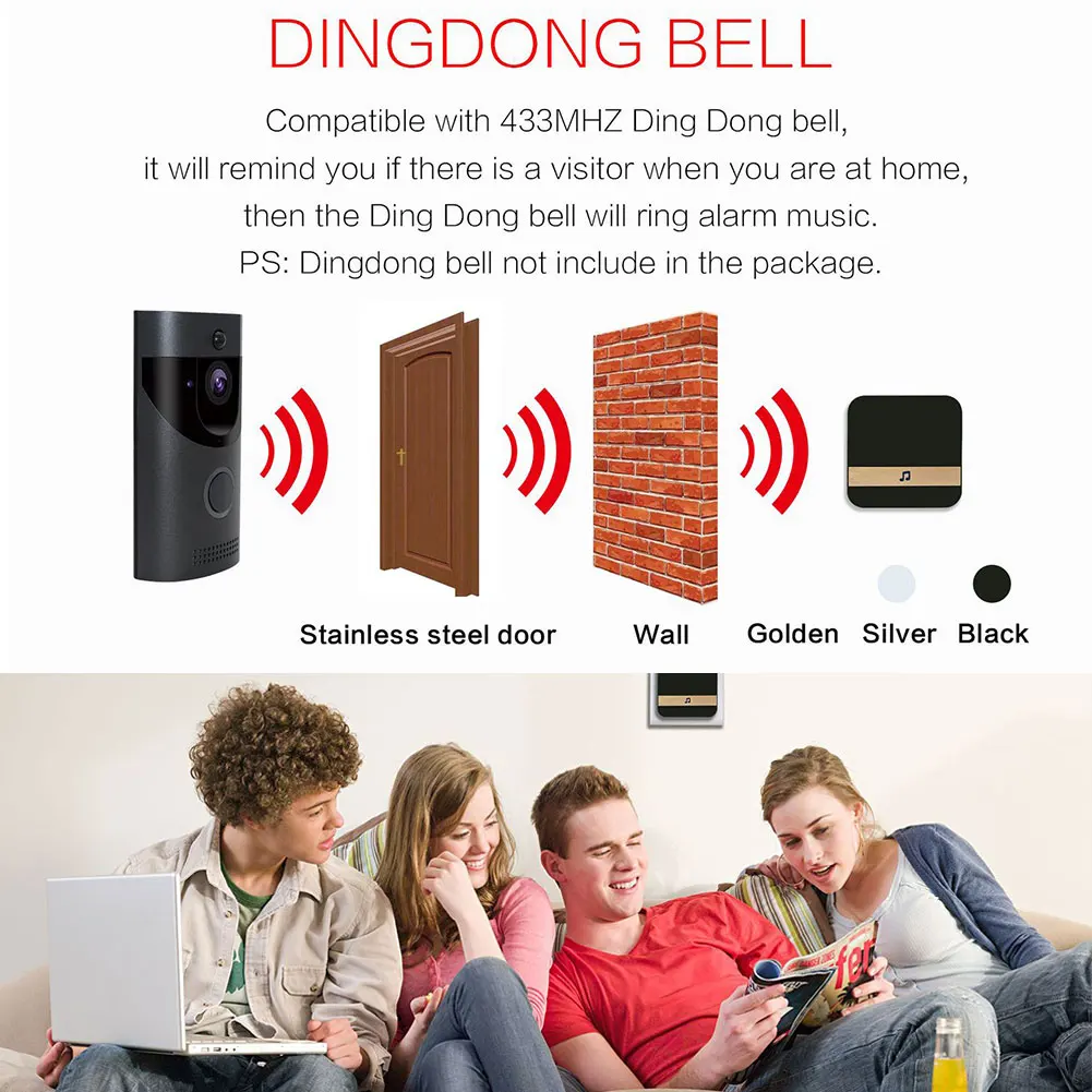 

Two Way Talk Low Consumption HD Wireless WiFi Infrared Security Camera PIR Motion Detection Intercom Video Doorbell Visual Smart