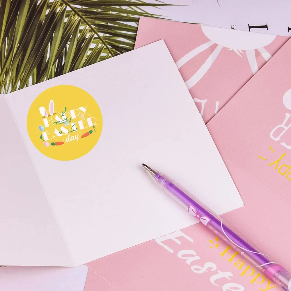 

Easter Stickers for Kids Assorted Easter Theme Decorative Stickers Bunny Eggs Cute Patterns 500pcs Self-Adhesive Round Sticker