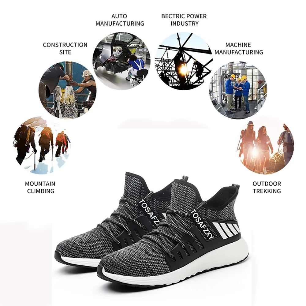 

TOSAFZXY Work Safety Shoes Breathable Work Boots Sneakers for Men Fashion Industrial Construction Lightweight Protective Shoes