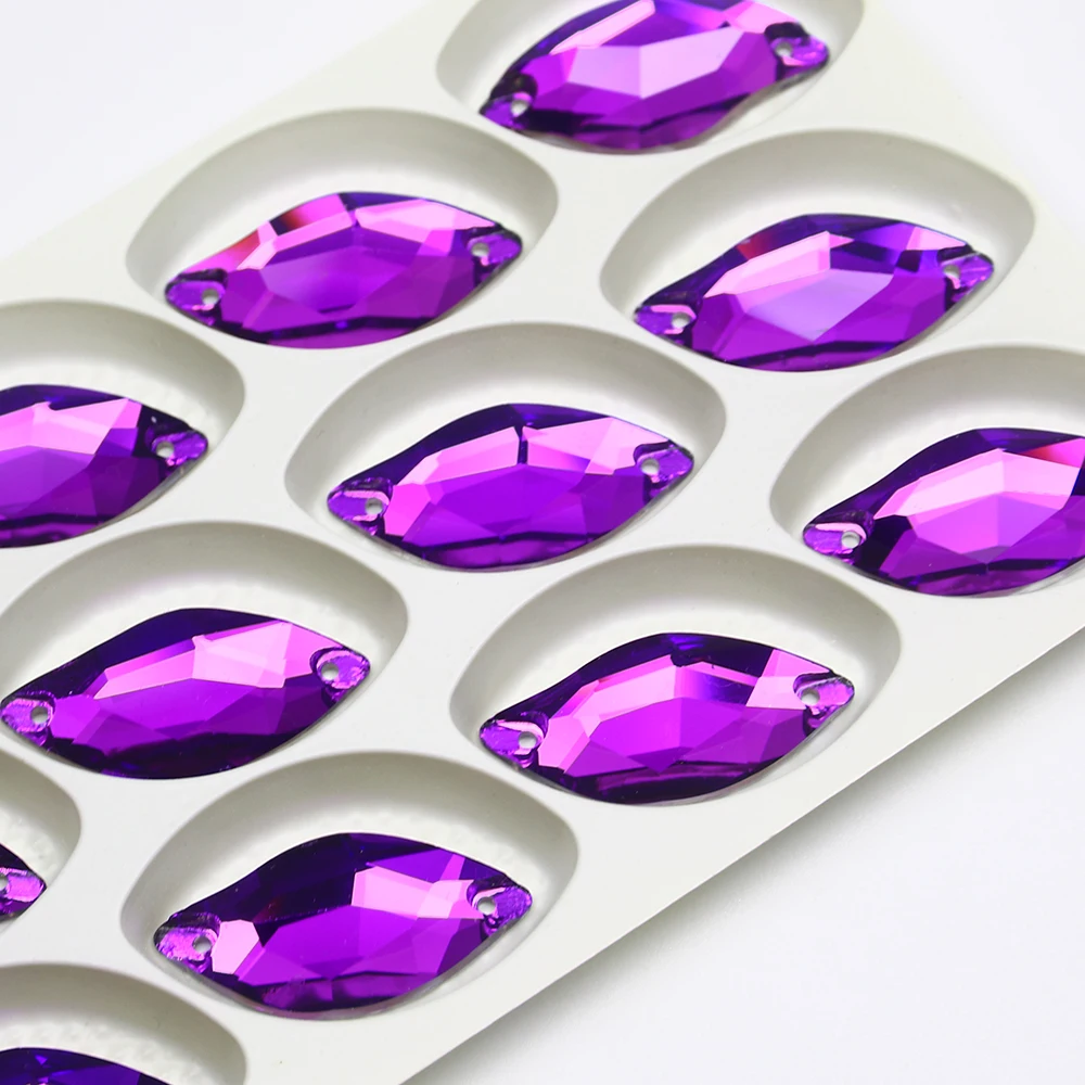 Стразы из стекла в форме листа K5 для шитья с плоской задней поверхностью