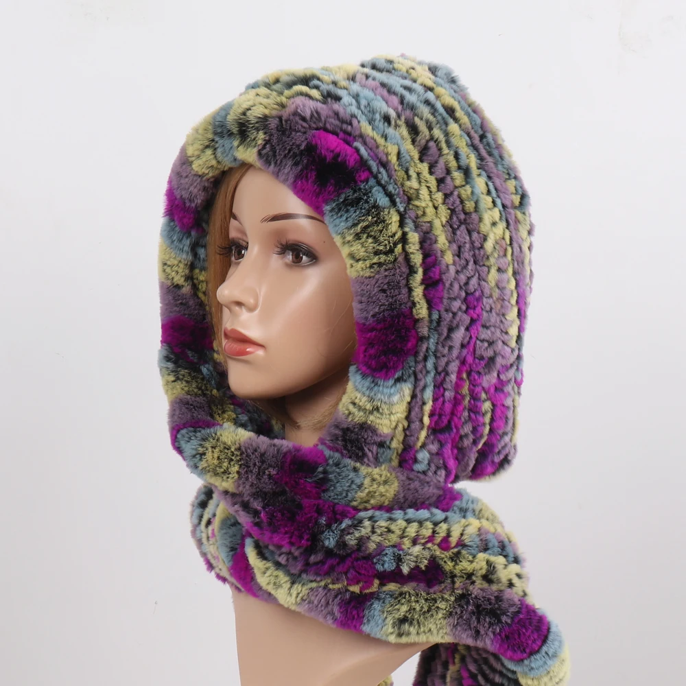 Новинка зимние женские шапки из натурального меха шарфы вязаные кролика рекс с