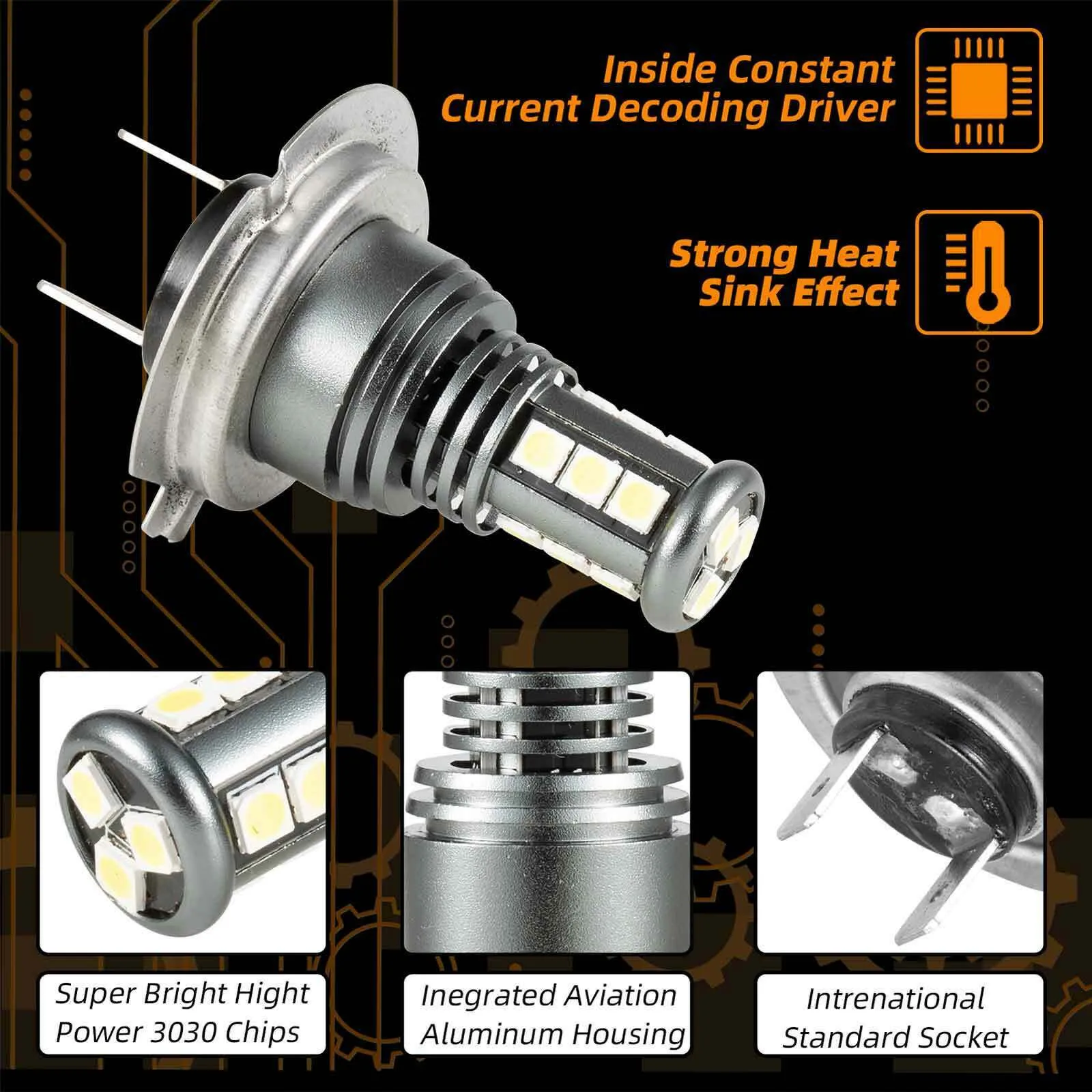High Power LED Low Beam Lights 2x 30 W 52000LM Accessories Conversion H7