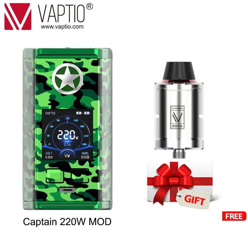 Оригинальный электронная сигарета VAPTIO 220W коробка капитана MOD с баком P3 и катушкой