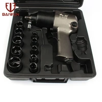 BAIWEN Air Pneumatic Wrench 12 650NM Impact Spanner Large Torque Tire Removal Tool Nut Sleeves Pneumatic Power Tools 10Pcs