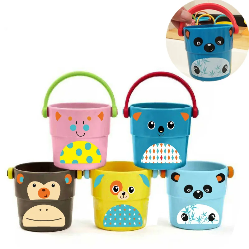 Детские Игрушки для ванны мультяшное маленькое ведро воды Мультяшные животные