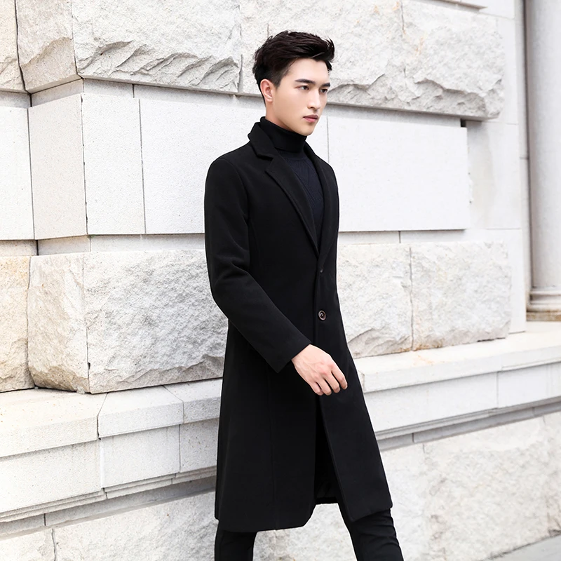 Мужской повседневный деловой Тренч облегающее длинное пальто в Корейском стиле