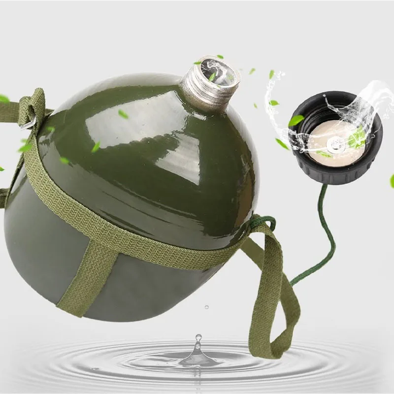 Алюминиевая военного стиля фляга 1/1.5/2/2.5/3л с портативным ремнем-футляром из нейлона для походов на открытом воздухе, езды на велосипеде.