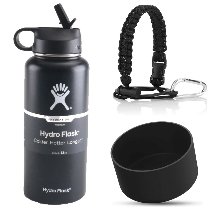 Бутылка для воды Hydro Flask с ручкой Paracord и силиконовым защитным чехлом из