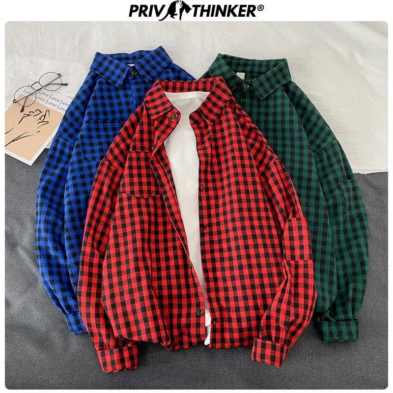 Privathinker клетчатая цветная Повседневная Уличная одежда женские рубашки осень 2020