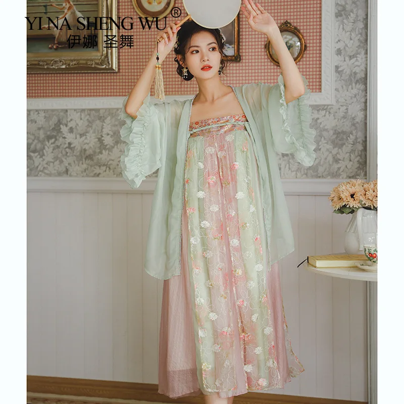 

Женское традиционное китайское платье ханьфу в новом стиле, элегантное платье династии Хань, супер сказочный костюм принцессы для народного танца