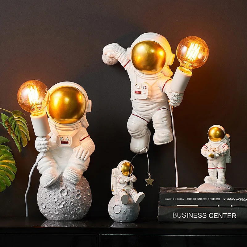 

Nordic Home Decor Modern Creative Resin Sculpture Crafts Astronaut Model Ornaments Hanging on The Wall Nightlight Birthday Gifts
