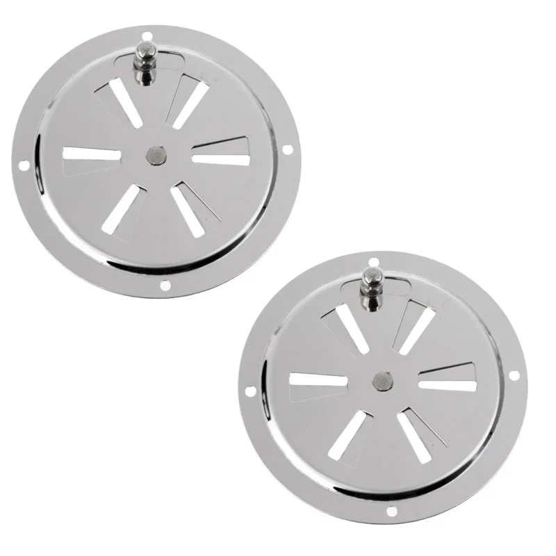 

2 Pcs Marine Stainless Steel 5"(125mm) Air Vent Butterfly Boat Round Louvered Vent With Buttons